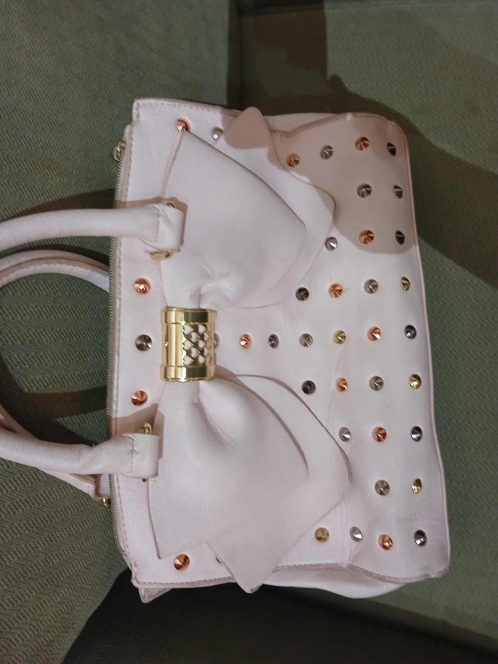 Betsy Johnson Pink Big Bow Accent Studded Satchel